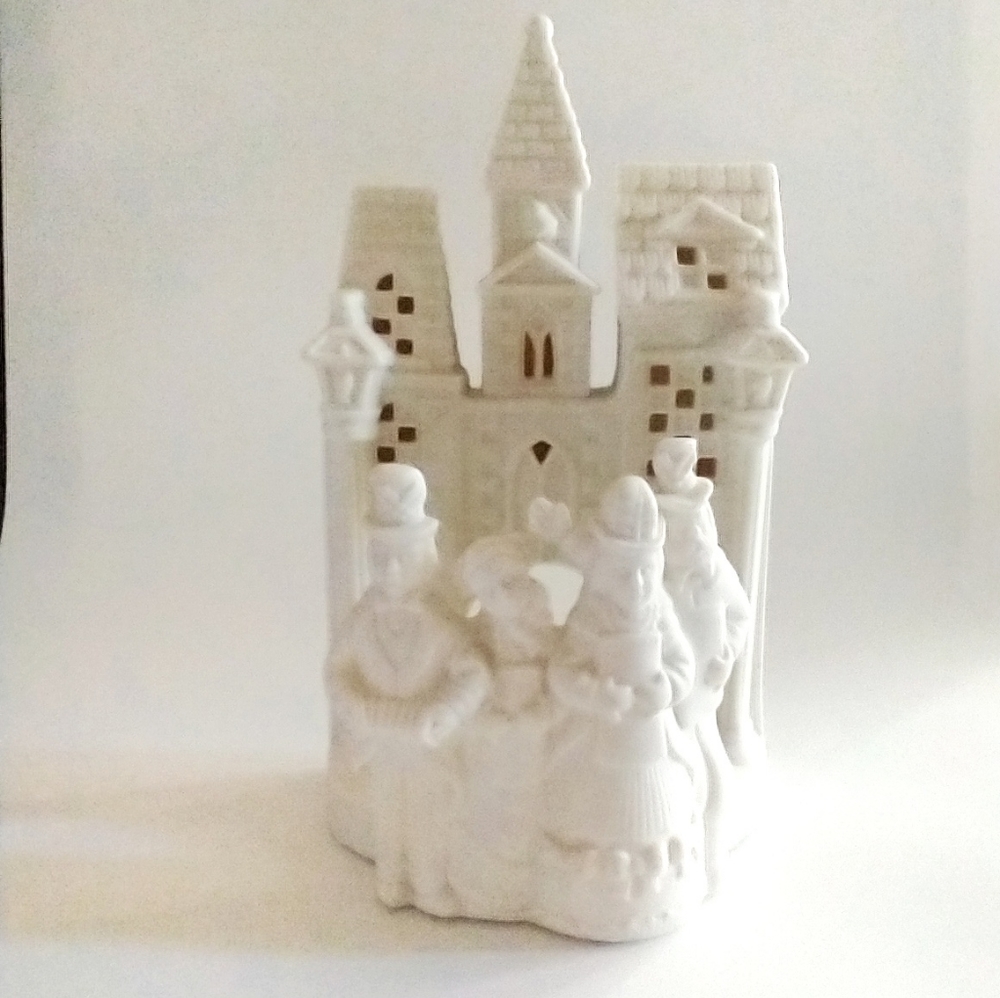Party lite Carolers tea lights. White Vintage